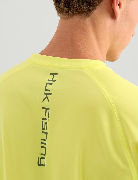 HUK Pursuit Long Sleeve Crew Men's Tech Shirt, Vintage Chartreuse H1200524-385