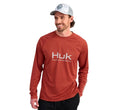 HUK Pursuit Long Sleeve Crew Men's Tech Shirt, Craw Red H1200524-615