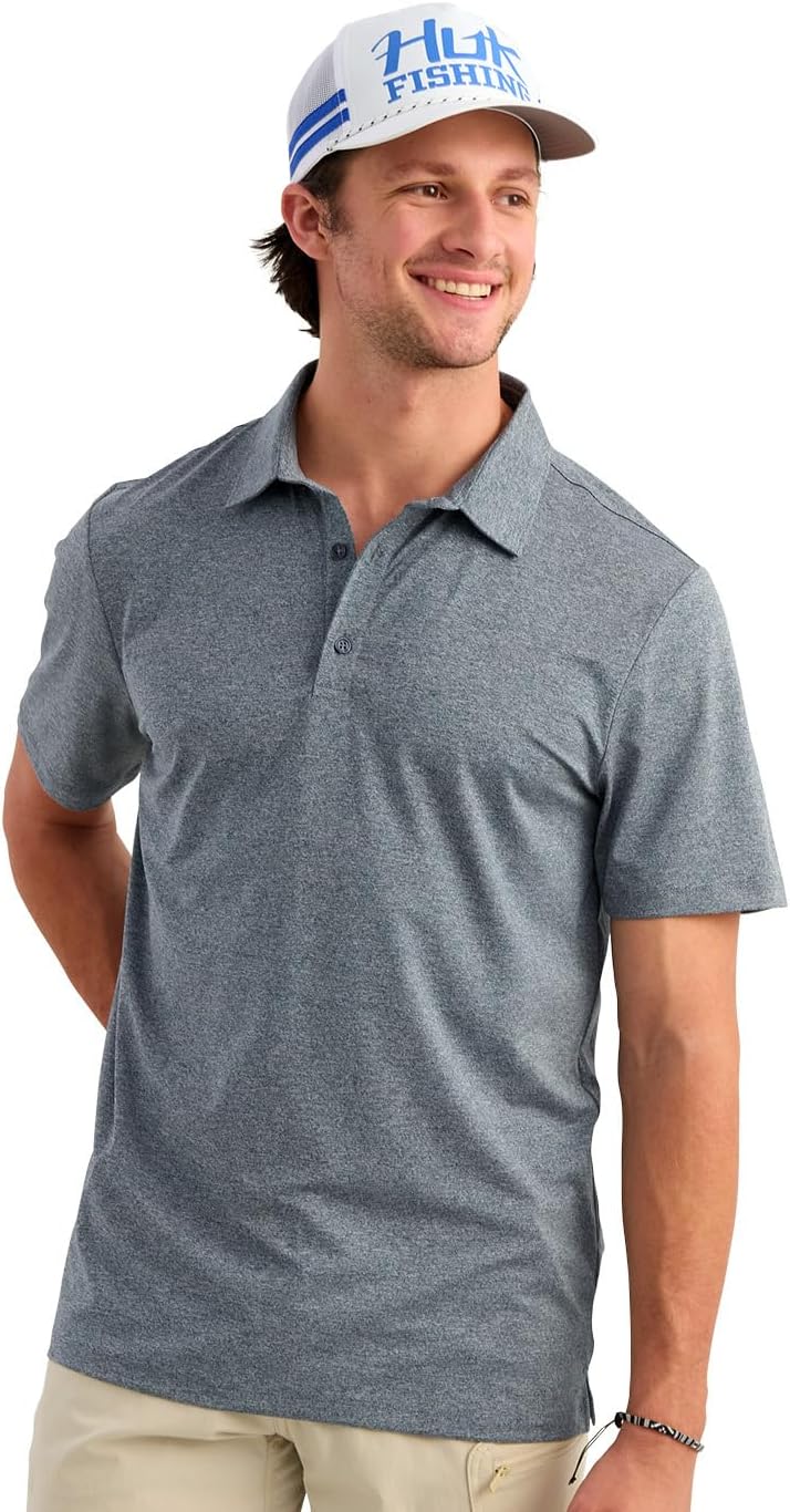 HUK Airweight Performance Polo, Stormy Blue Heather H1200558-442