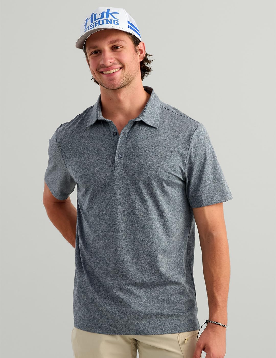 HUK Airweight Performance Polo, Stormy Blue Heather H1200558-442