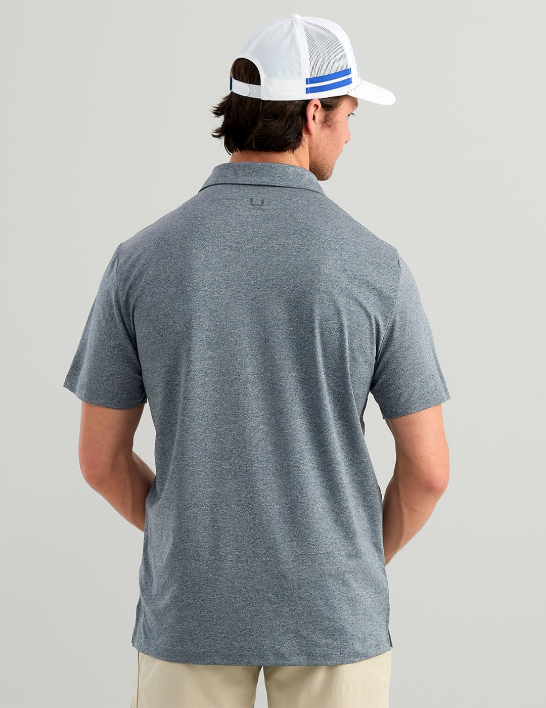 HUK Airweight Performance Polo, Stormy Blue Heather H1200558-442