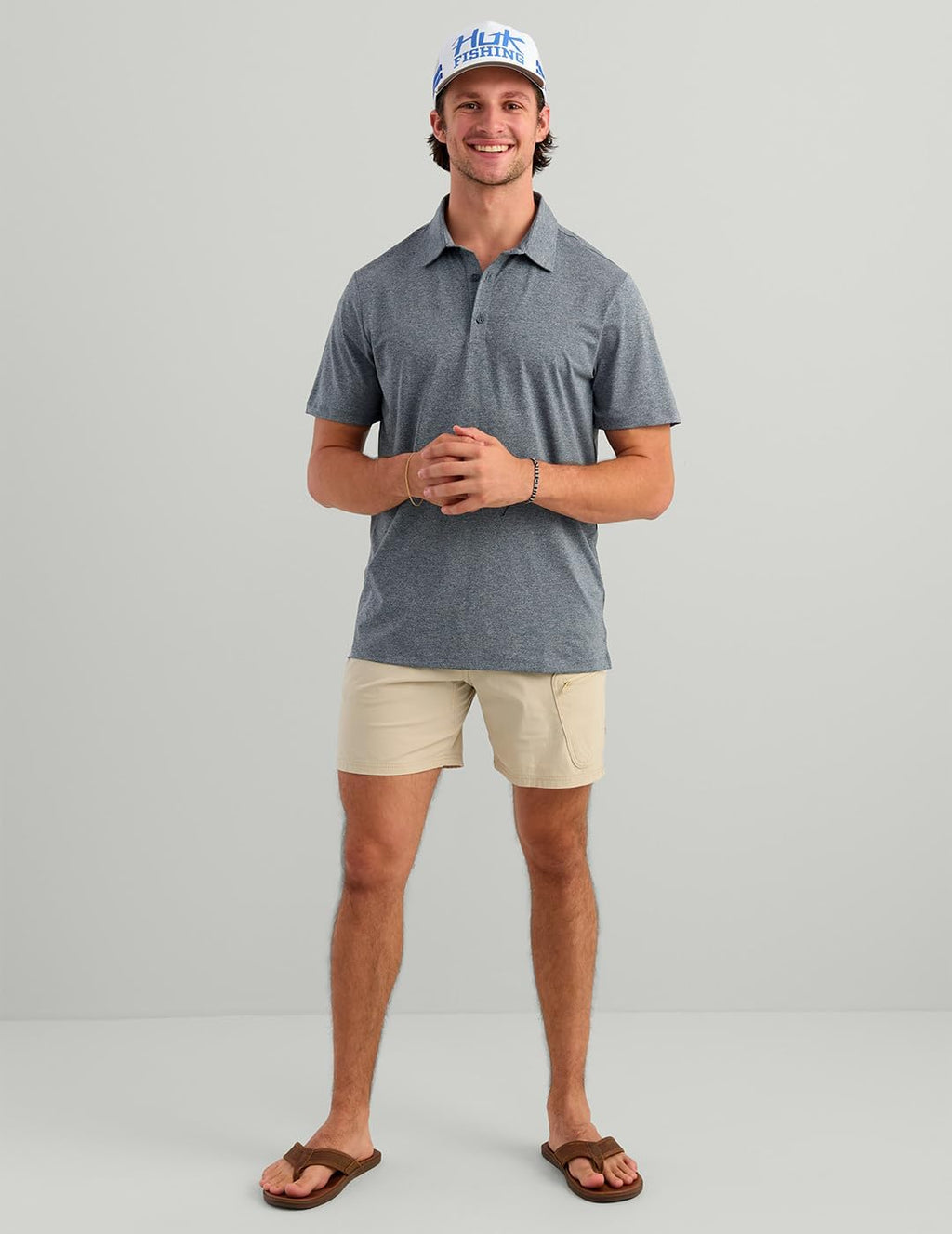 HUK Airweight Performance Polo, Stormy Blue Heather H1200558-442
