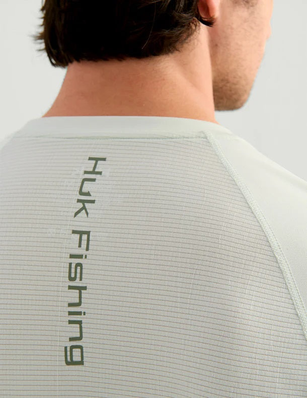 HUK Men's Icon X Crew Shirt, Long-Sleeve Performance Fishing Shirt, Pale Algae H1200573-384