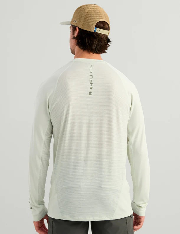 HUK Men's Icon X Crew Shirt, Long-Sleeve Performance Fishing Shirt, Pale Algae H1200573-384