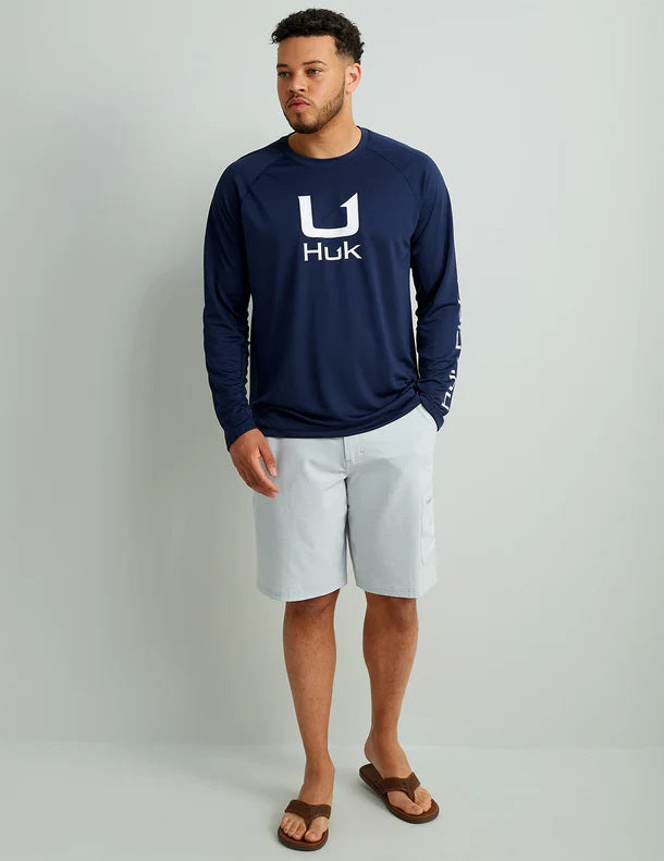 HUK Men's Icon X Crew Shirt, Long-Sleeve Performance Fishing Shirt, Naval Academy H1200573-413