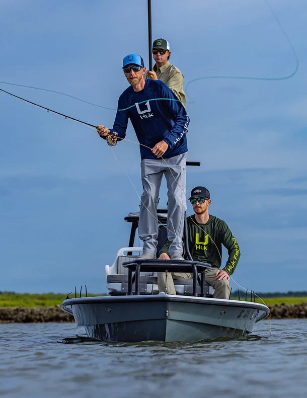 HUK Men's Icon X Crew Shirt, Long-Sleeve Performance Fishing Shirt, Naval Academy H1200573-413