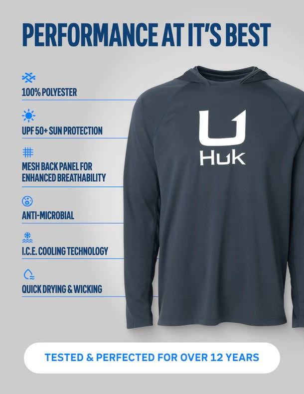 HUK Men's Icon X Crew Shirt, Long-Sleeve Performance Fishing Shirt, Naval Academy H1200573-413