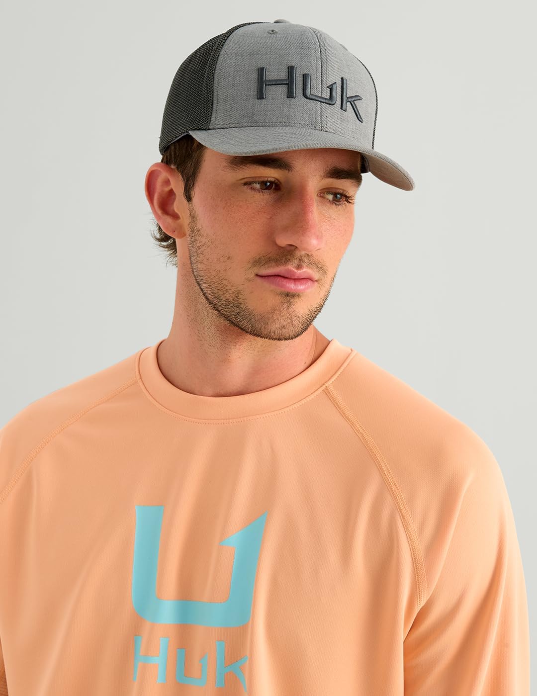 HUK Men's Icon Performance Crew, Coral Reef H1200573-818