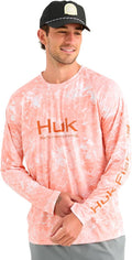 HUK Men's Pursuit Pattern Crew Long Sleeve, Performance Shirt, Mossy Oak Coral Reef H1200610-818