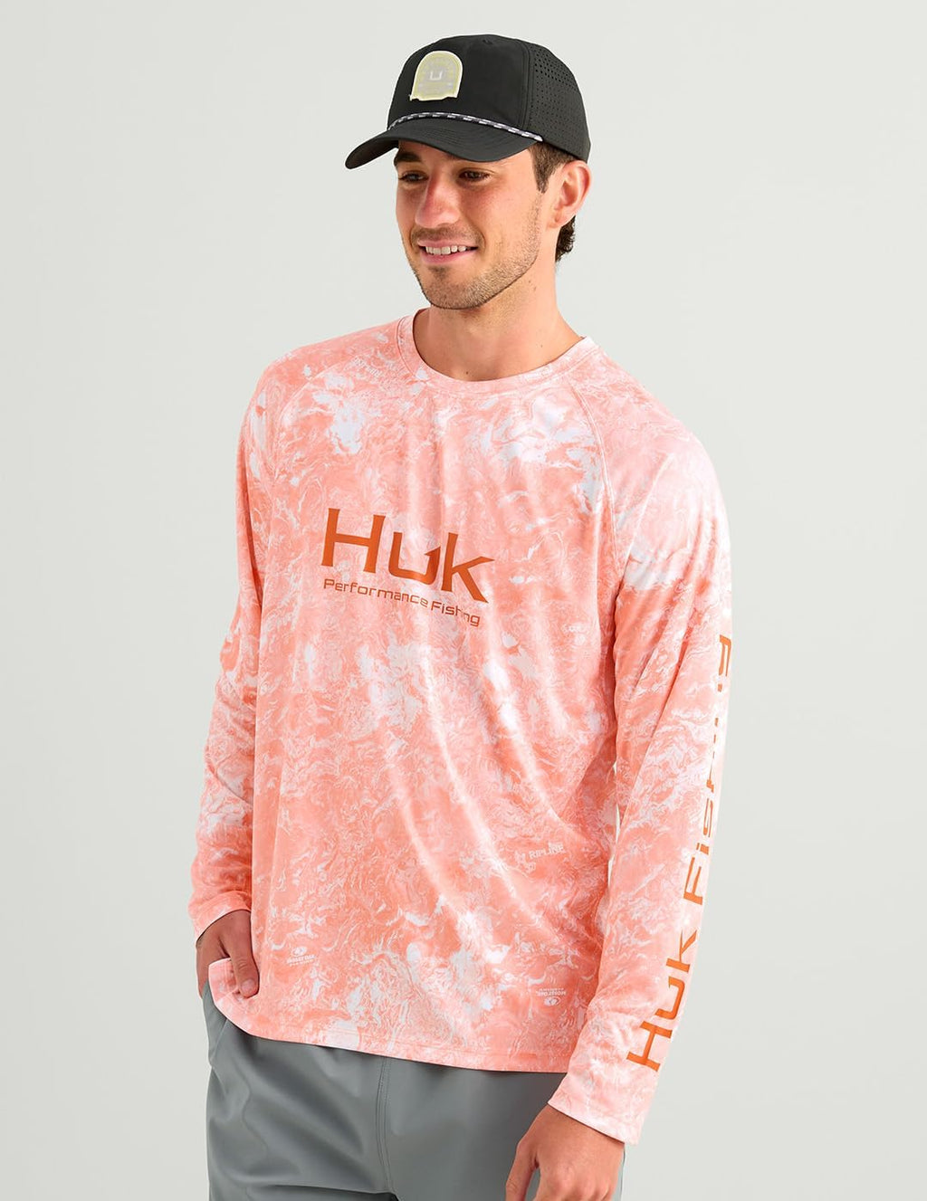 HUK Men's Pursuit Pattern Crew Long Sleeve, Performance Shirt, Mossy Oak Coral Reef H1200610-818