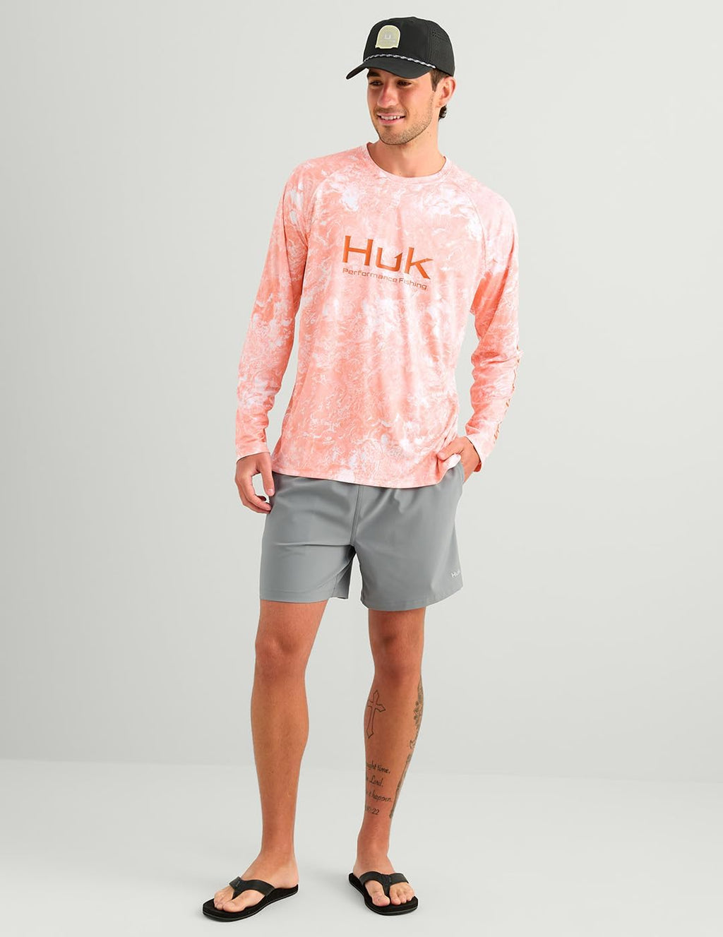 HUK Men's Pursuit Pattern Crew Long Sleeve, Performance Shirt, Mossy Oak Coral Reef H1200610-818