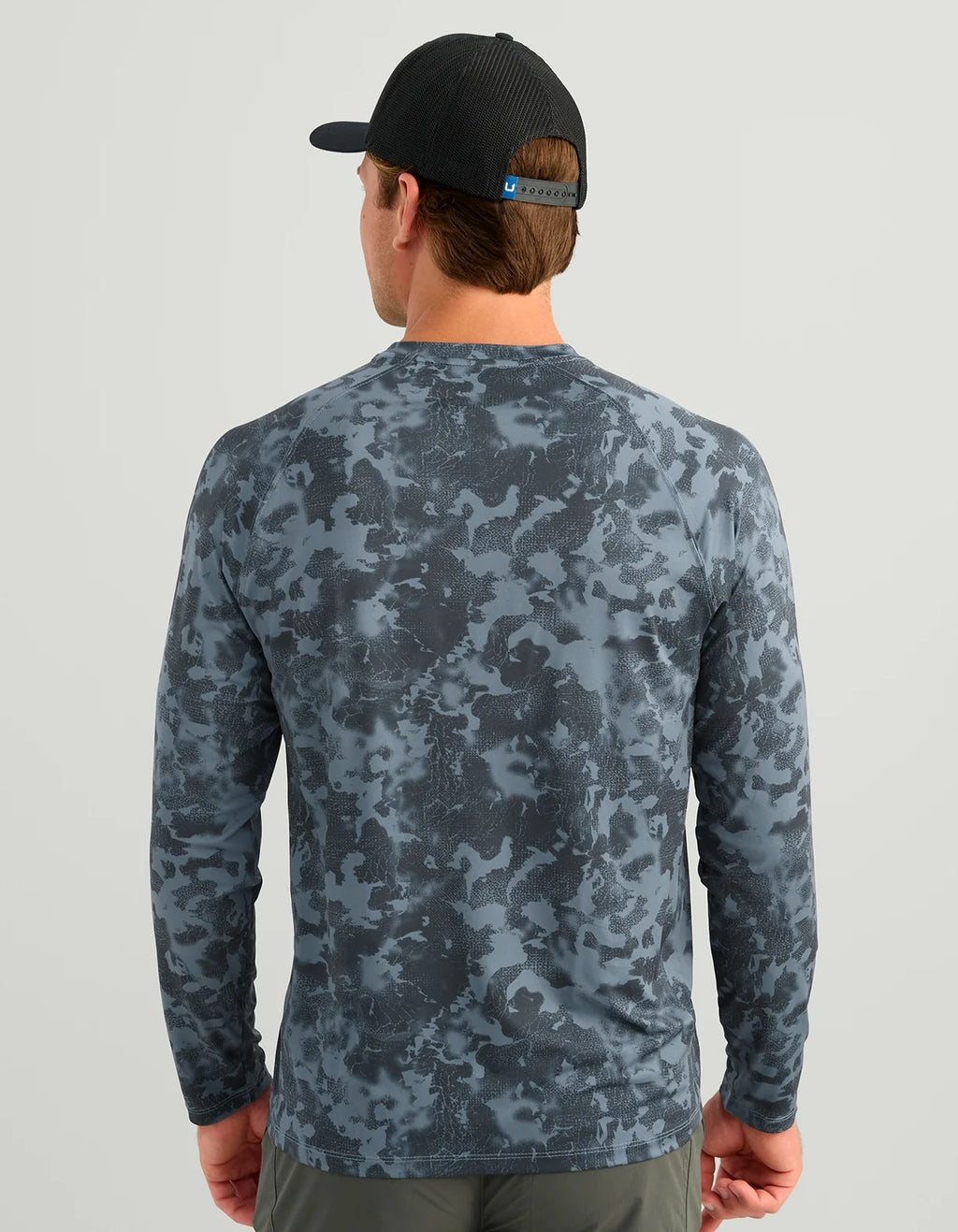 Huk Men's Airweight KC Printed Crew, Stormy Blue H1200718-415
