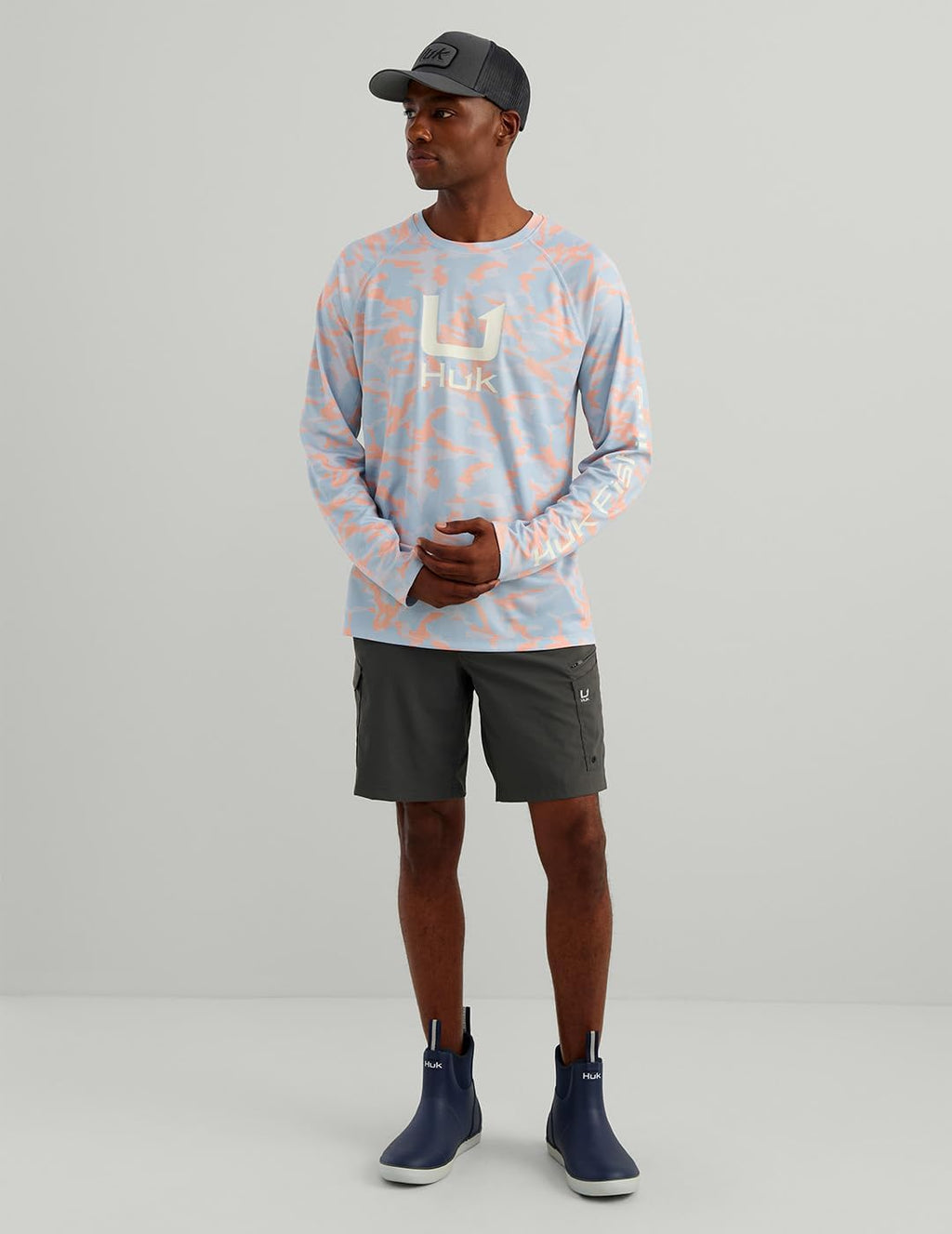 Huk Icon Printed Performance Crew, Coral Reef Camo H1200730-818