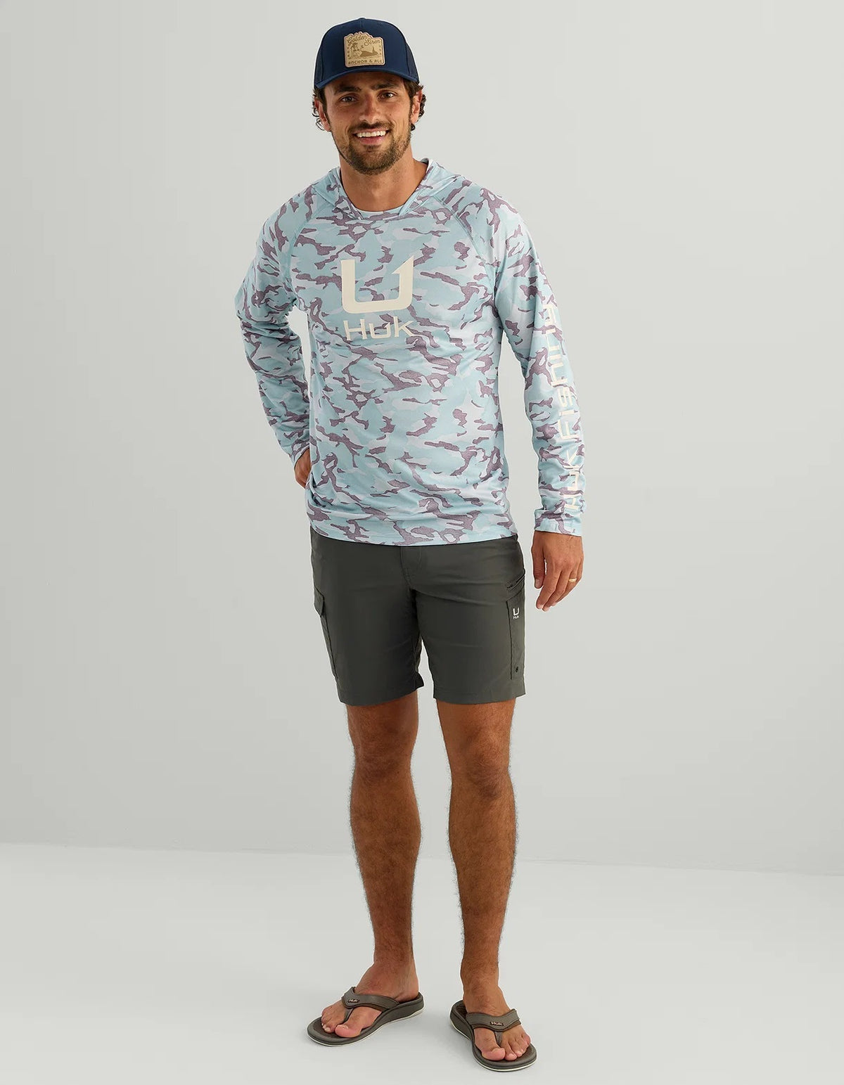 Huk Men's Icon Performance Hoodie, Reefline Grey Camo H1200731-359