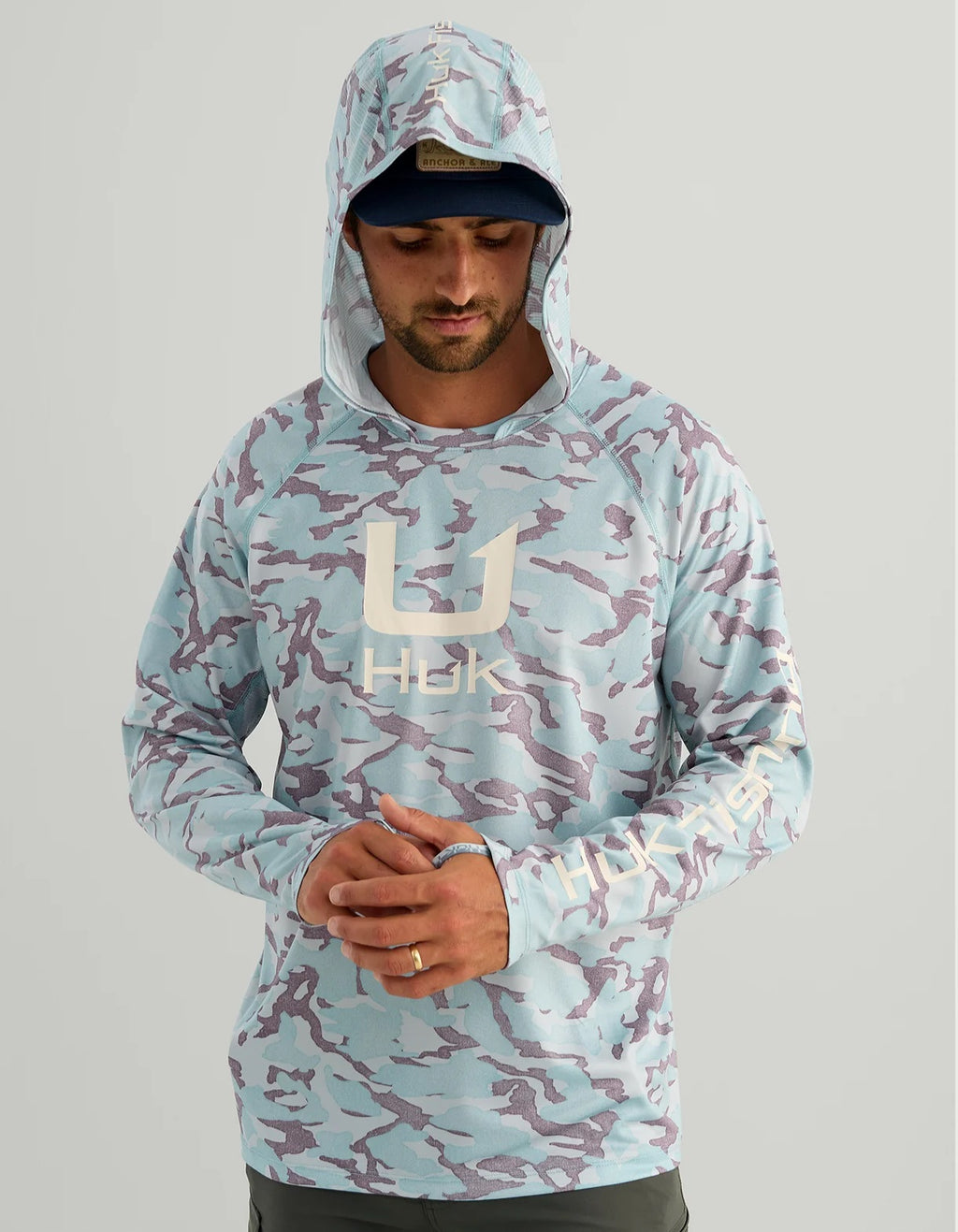 Huk Men's Icon Performance Hoodie, Reefline Grey Camo H1200731-359