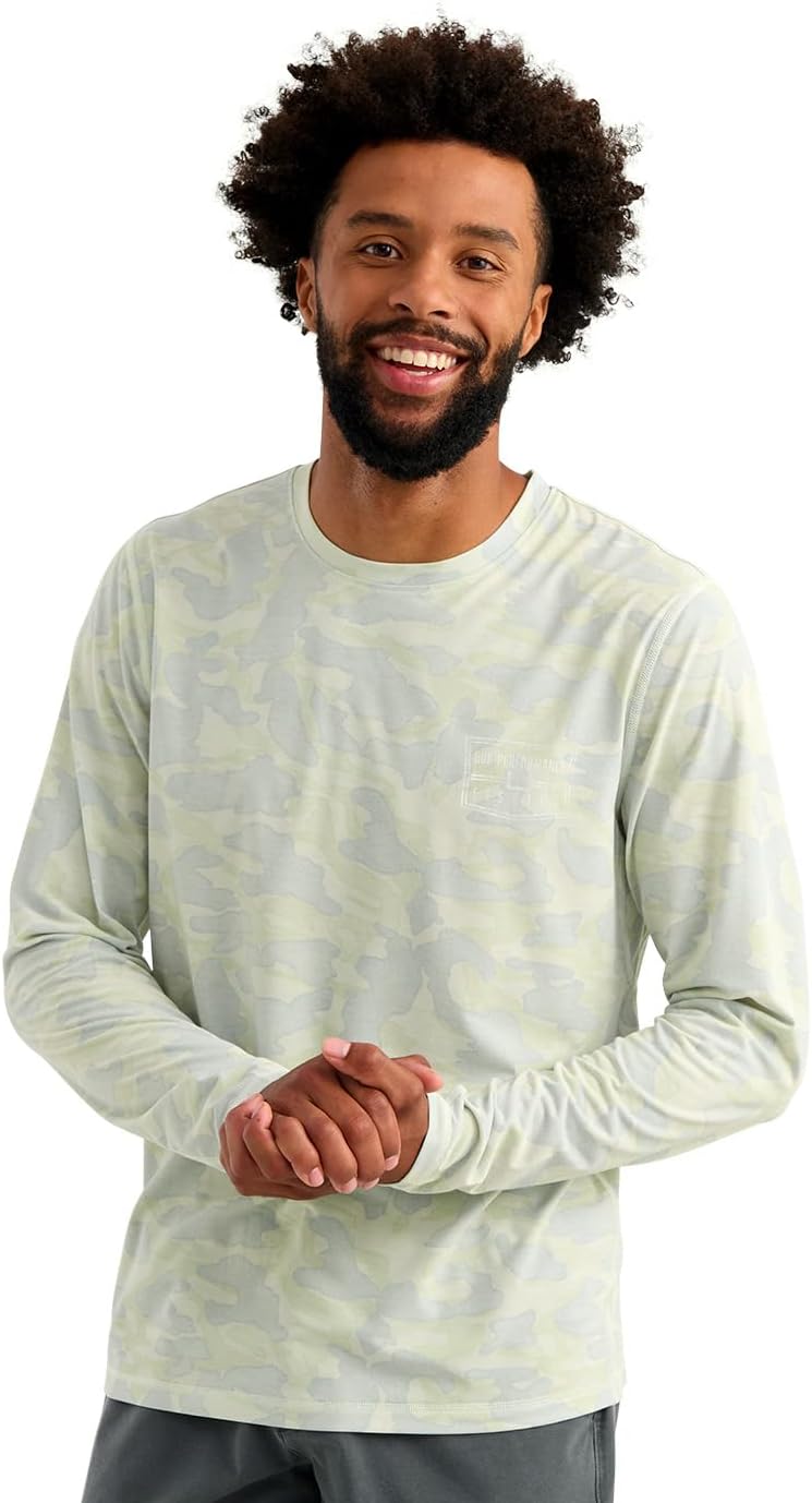HUK Men's Drift Printed Long Sleeve Performance Tee, Pale Algae Camo H1200735-384