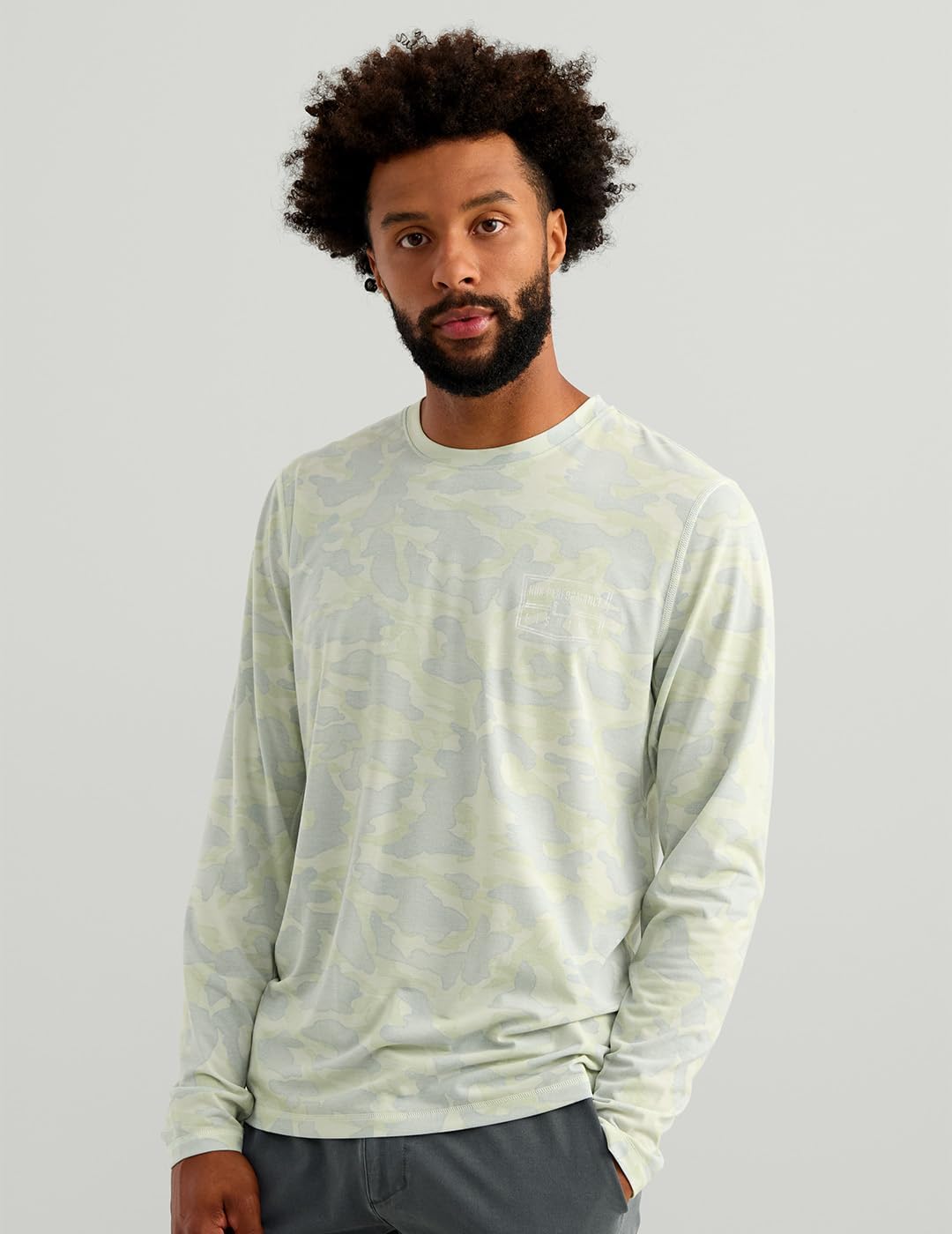 HUK Men's Drift Printed Long Sleeve Performance Tee, Pale Algae Camo H1200735-384