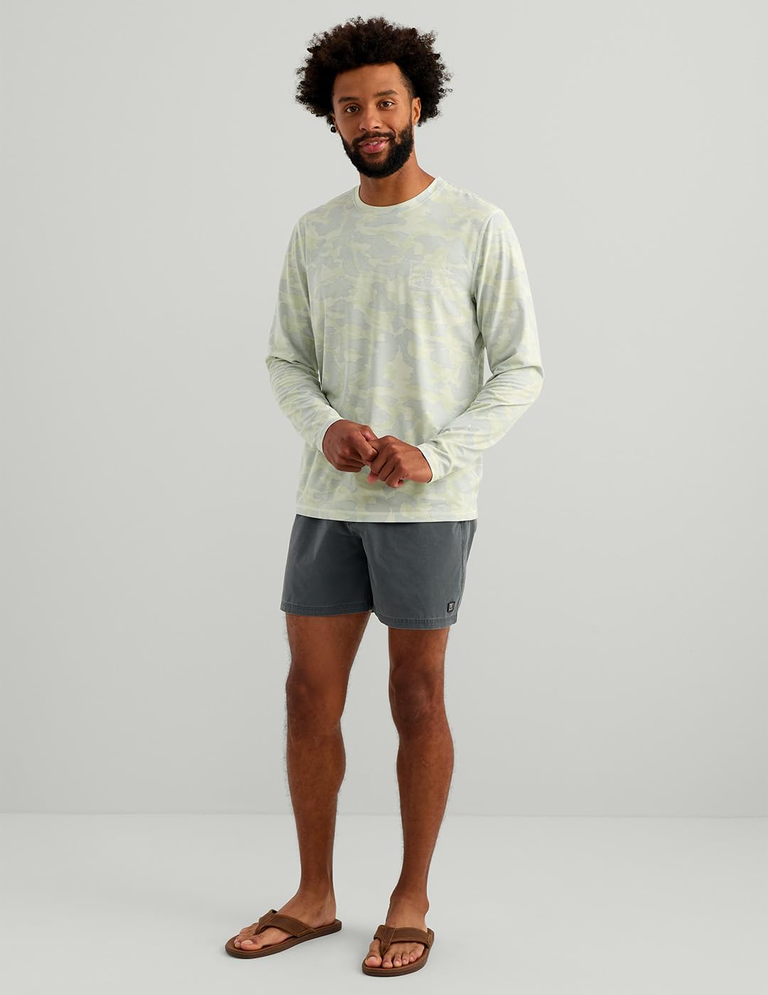 HUK Men's Drift Printed Long Sleeve Performance Tee, Pale Algae Camo H1200735-384