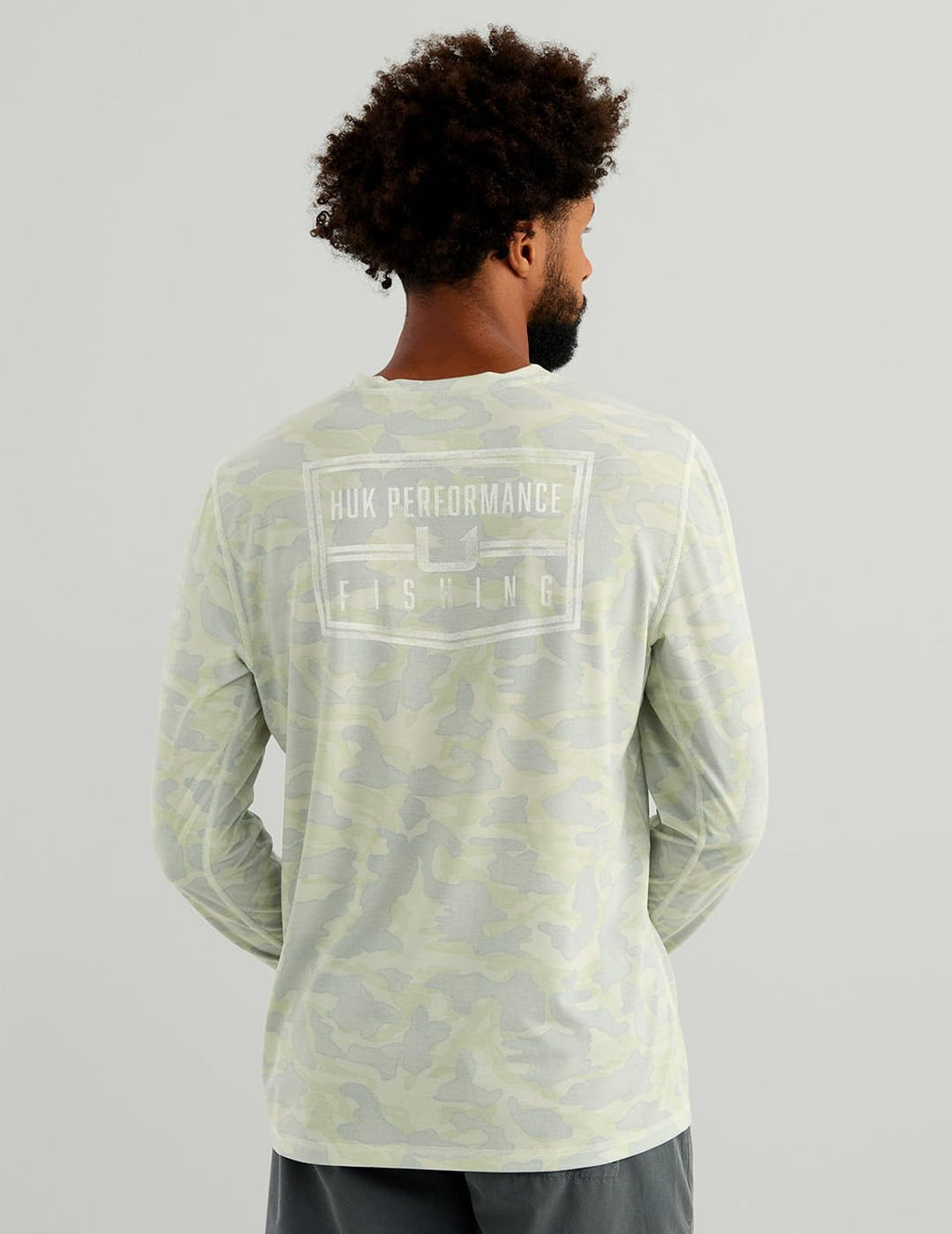 HUK Men's Drift Printed Long Sleeve Performance Tee, Pale Algae Camo H1200735-384