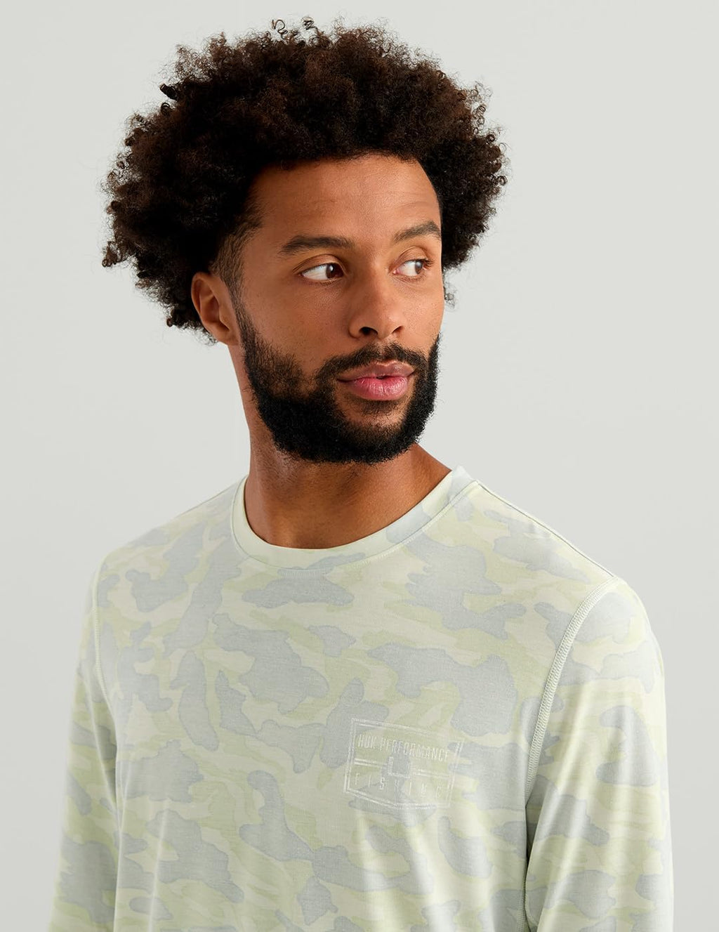 HUK Men's Drift Printed Long Sleeve Performance Tee, Pale Algae Camo H1200735-384