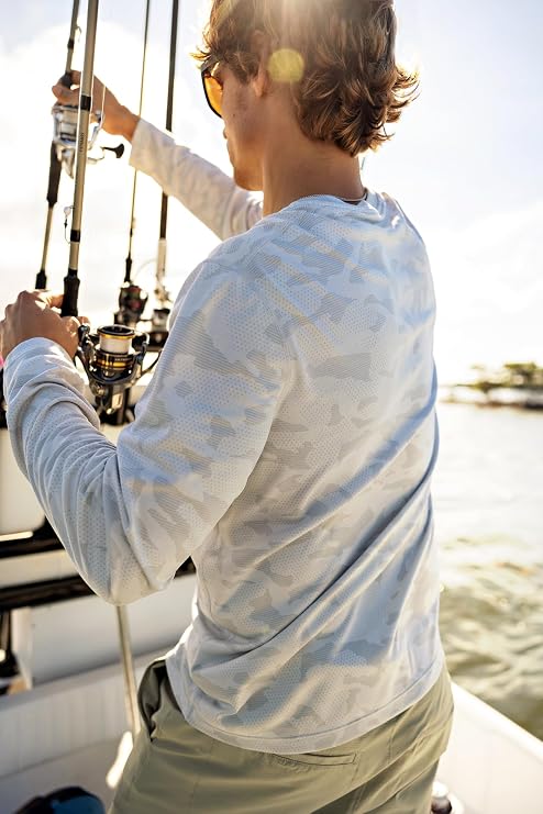 Huk A1A Pro Long Sleeve Crew, Seagull Camo H1200742-059