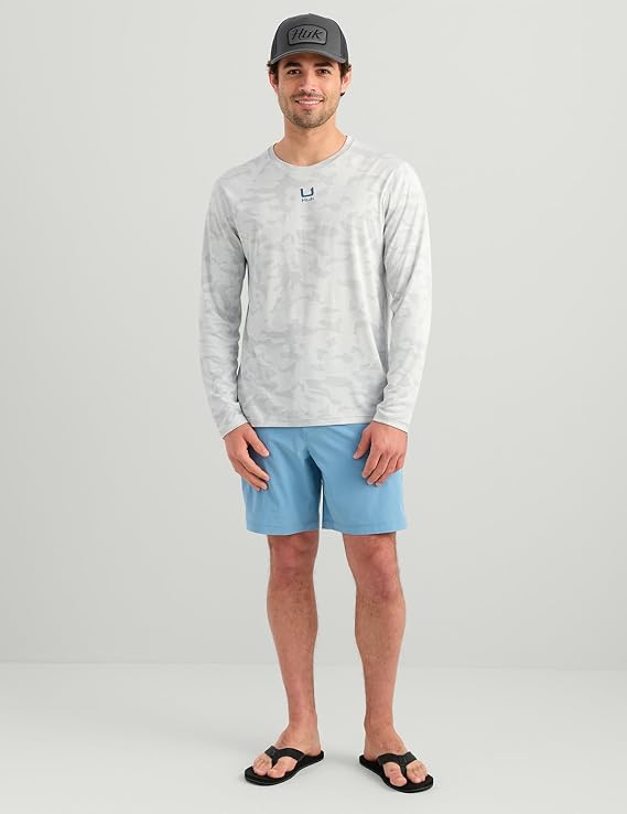 Huk A1A Pro Long Sleeve Crew, Seagull Camo H1200742-059