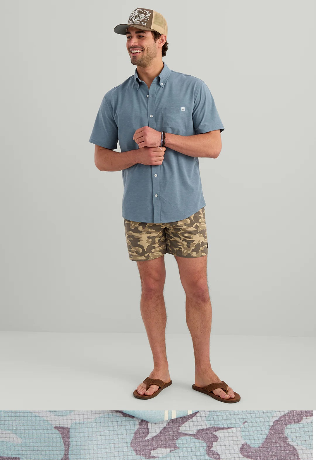 HUK Men's Kona Button-Down, Stormy Blue H1500154-415