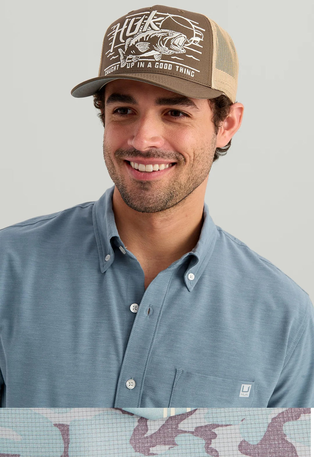 HUK Men's Kona Button-Down, Stormy Blue H1500154-415