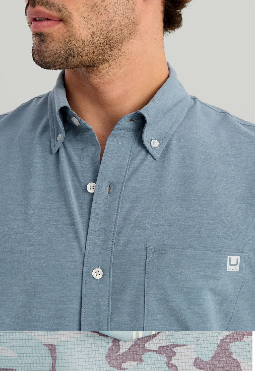 HUK Men's Kona Button-Down, Stormy Blue H1500154-415