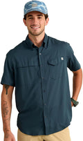 HUK Men's Tide Point Short Sleeve Shirt, Fishing Button Down, Sea Storm H1500171-408