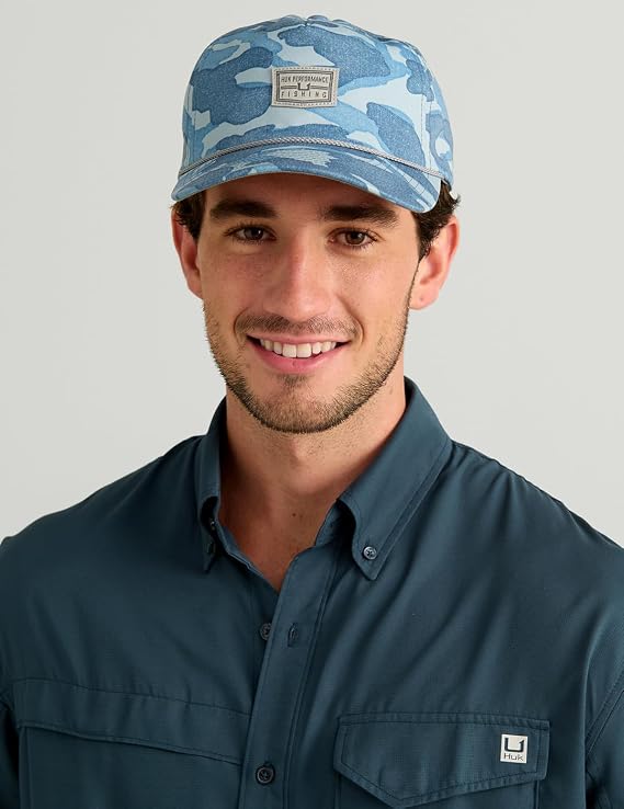 HUK Men's Tide Point Short Sleeve Shirt, Fishing Button Down, Sea Storm H1500171-408