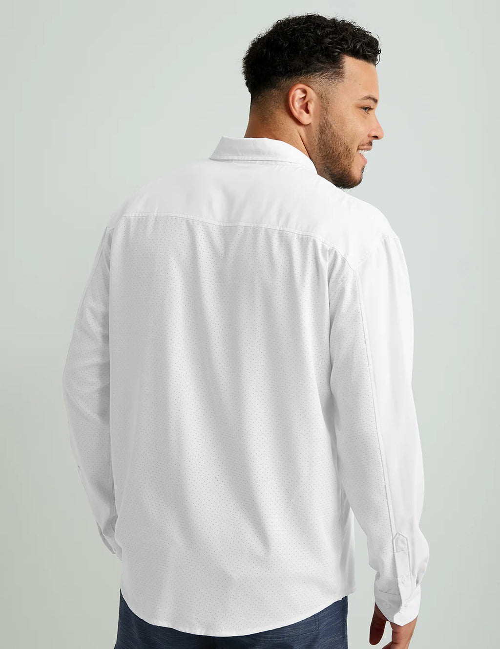HUK Men's Tide Point Solid Long Sleeve Button Down Shirt, White H1500172-100