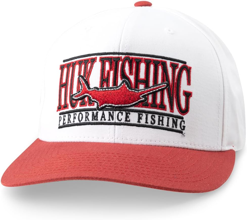 HUK Men's Flat Bill Hat, 6-Panel Adjustable Snapback Fishing Cap, H3000551-462