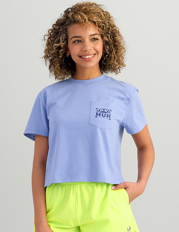 HUK Womens Sunrise Crop Pocket Tee, H6100101-462