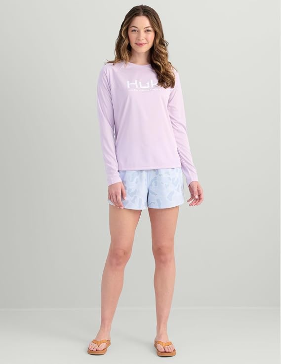 HUK Womens Pursuit Long Sleeve Shirt, Orchid Bloom, H6120109-507