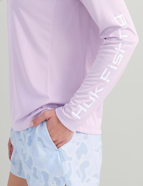HUK Womens Pursuit Long Sleeve Shirt, Orchid Bloom, H6120109-507
