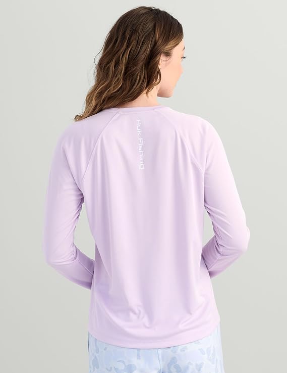 HUK Womens Pursuit Long Sleeve Shirt, Orchid Bloom, H6120109-507