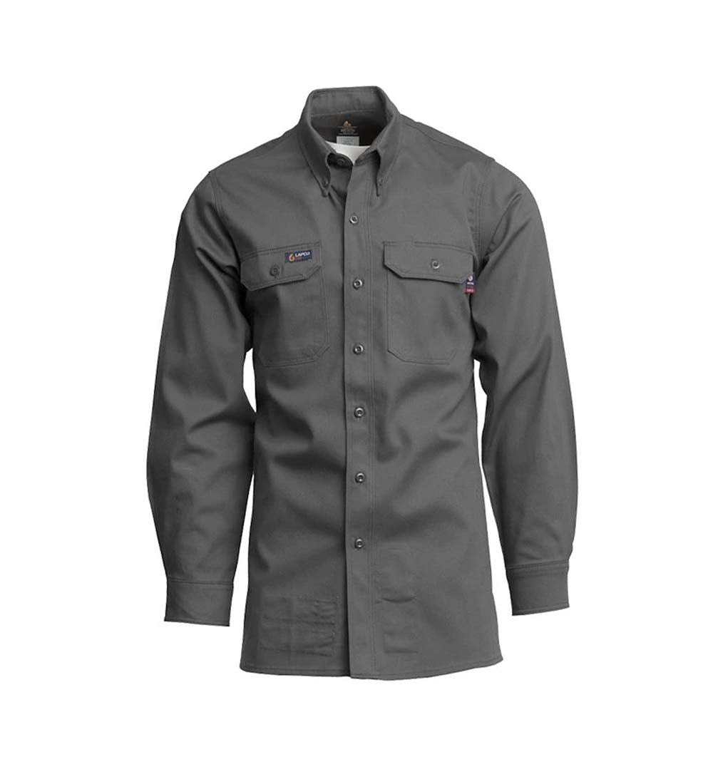 Lapco FR Uniform Shirt, 7 Oz. 100% Cotton, Gray IGR7