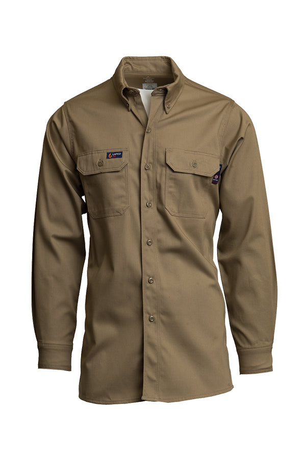 Lapco FR Uniform Shirt, 7 Oz. 100% Cotton, Khaki IKH7