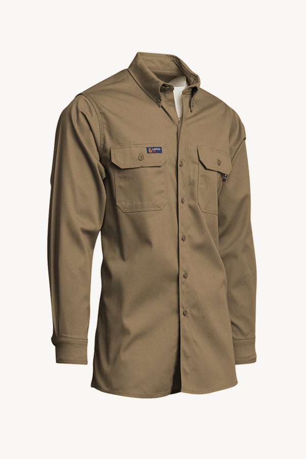 Lapco FR Uniform Shirt, 7 Oz. 100% Cotton, Khaki IKH7