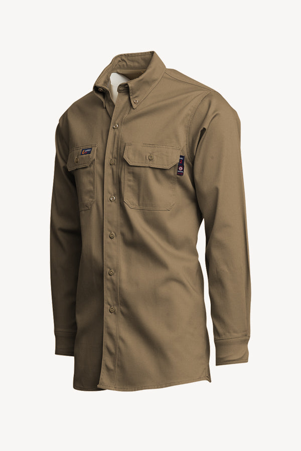 Lapco FR Uniform Shirt, 7 Oz. 100% Cotton, Khaki IKH7