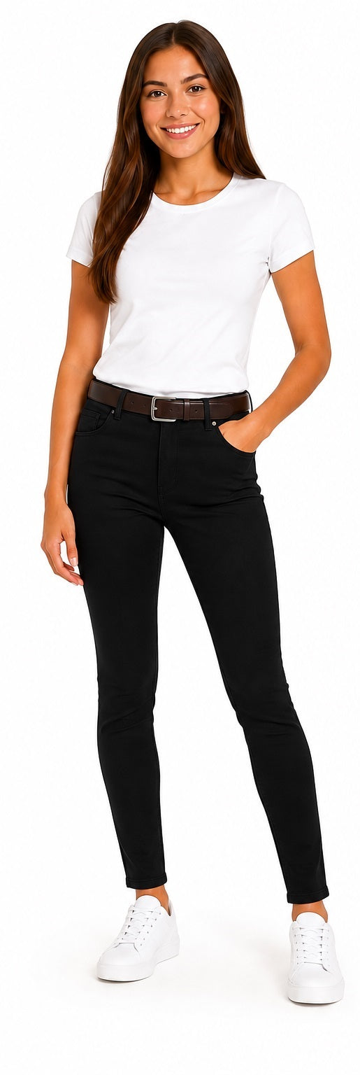 Premium Wear Junior Mid-Rise Super Stretch Skinny Pants, Black JGMSS