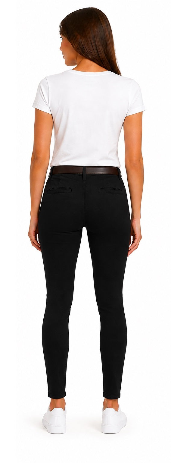 Premium Wear Junior Mid-Rise Super Stretch Skinny Pants, Black JGMSS