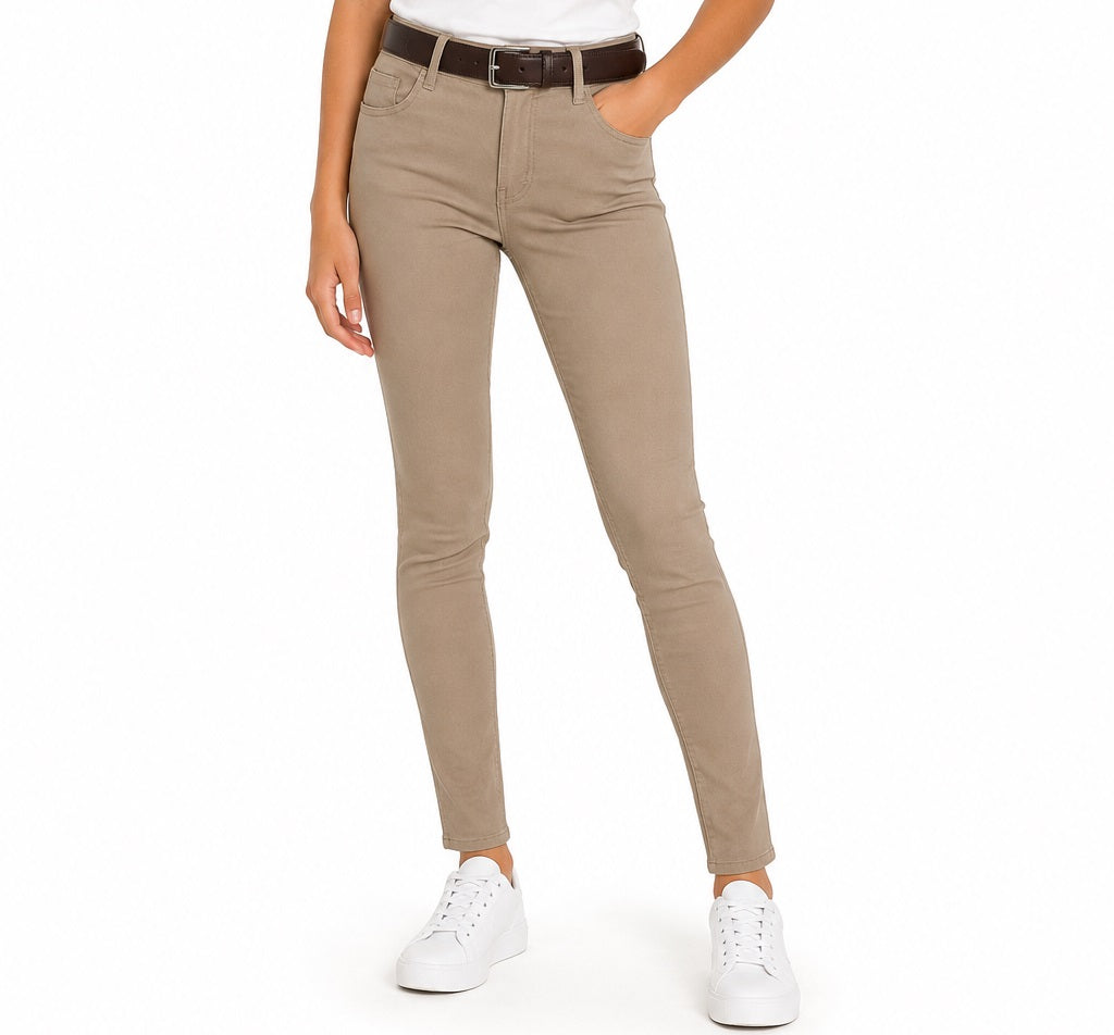 Premium Wear Junior Mid-Rise Super Stretch Skinny Pants, Khaki JGMSS