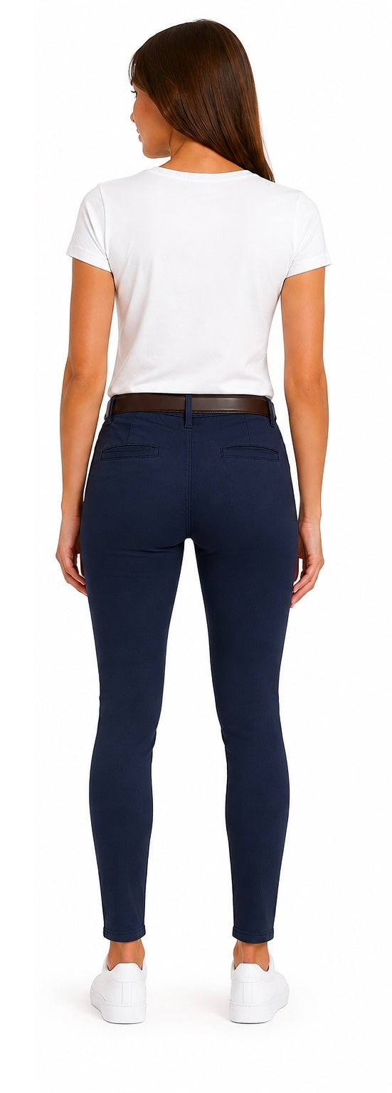 Premium Wear Junior Mid-Rise Super Stretch Skinny Pants, Navy JGMSS
