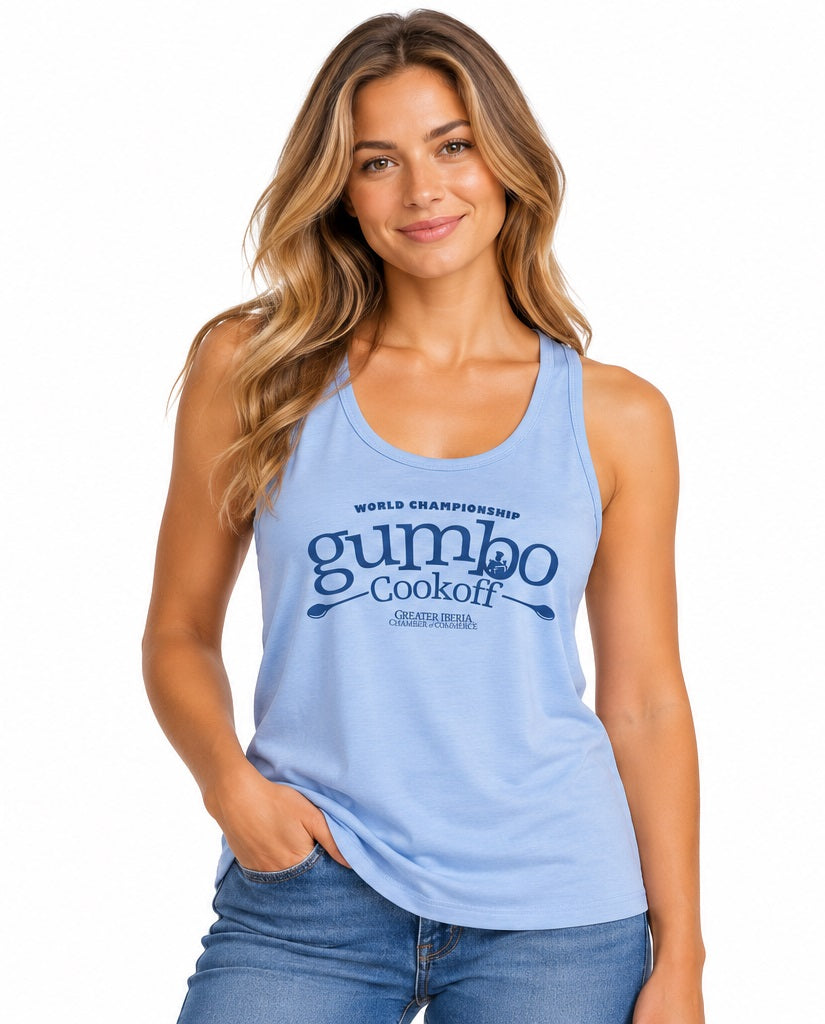 Gumbo Cookoff Ladies Blue Tank Top