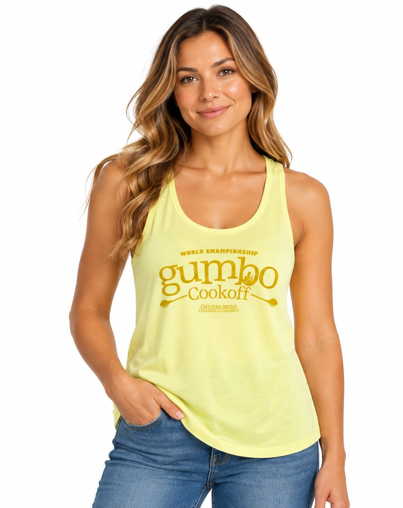 Gumbo Cookoff Ladies Yellow Tank Top