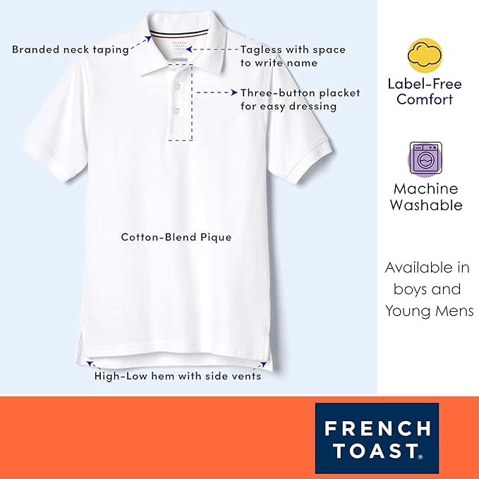 French Toast Kids' Pique Polo, Navy SA9084-E