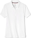 French Toast Women's Juniors' Short Sleeve Stretch Pique Polo Shirt, White SA9403W-A