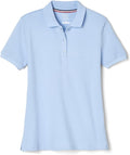 French Toast Women's Juniors' Short Sleeve Stretch Pique Polo Shirt, Light Blue SA9403W-B